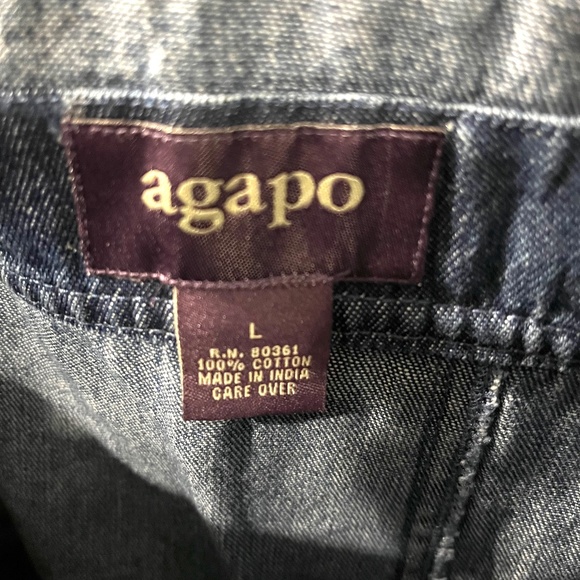 Vintage AGAPO Embroidered Denim Crop Overalls - Size L - Picture 8 of 8